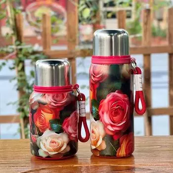 Чайник с китайским принтом розы, вакуумный, из нержавеющей стали, с разделением воды, изолированный, чашка 501-600ml