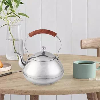Чайник с крышкой для кипячения воды 1,5 л с ручкой в подарок из нержавеющей стали