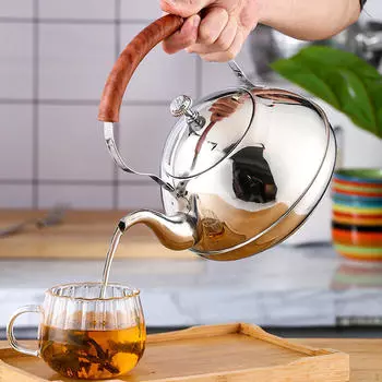 Чайник с крышкой для воды 1,5 л Подарочный чайник для кипячения из нержавеющей стали