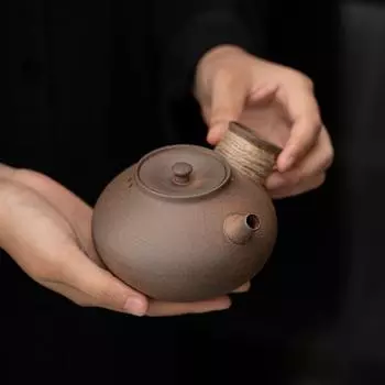 Чайник с ручкой сбоку, уличный чайник для заваривания чая, грубый керамический чайник, сухой обжигаемый чайный набор для кунг-фу, чайник