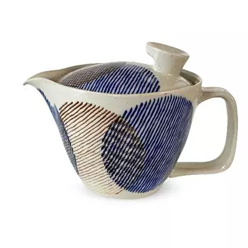 Чайник с ситечком для чая 240 мл на 1-2 персоны, посуда Hasami, сделано в Японии, круглый узорчатый чайник в полоску S, синий, J-kitchens синий