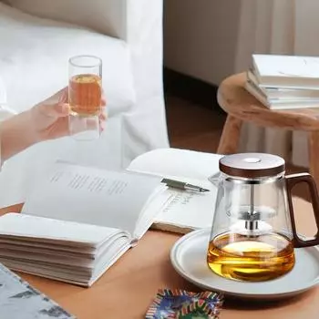 Чайник с заварочным устройством Чайник для заваривания с ситечком Стакан для заваривания с пресс-контролем Чайник с деревянной ручкой для домашней студии чая CN