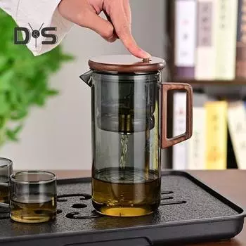 Чайник с заварочным устройством объемом 550/750 мл, деревянная ручка, чайник из боросиликатного стекла, технология разделения воды, носик без капель, простой в уходе чайник 550ML чистый