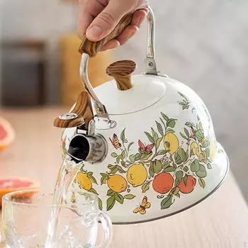 Чайник со свистком с эргономичной ручкой, посуда, из нержавеющей стали, для походов