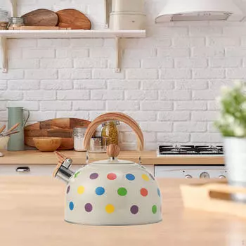 Чайник со свистком, столовая посуда, чайник, бытовой, 2,5 л, кухонная утварь, портативный, с деревянной ручкой, свисток для чая