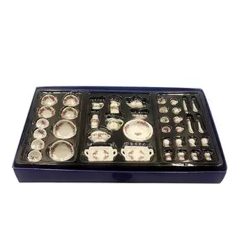 Чайник, тарелка, чашки, миниатюрный кукольный домик, кухонные аксессуары, детская мини-керамическая посуда, игрушка «сделай сам» 40pcs a set