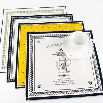 Чайник, тарелка, хлопковые салфетки, льняной коврик, кухонная посуда, простая подставка для столовых приборов