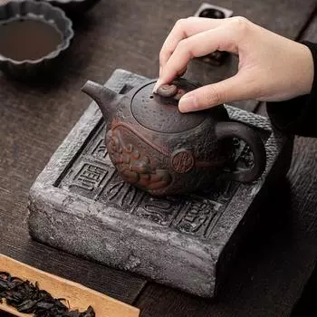 Чайник в виде фиолетовой глиняной жабы Цзяньшуй, расписанный вручную, старинный рельефный чайник, бытовой чайник, чайный сервиз кунг-фу