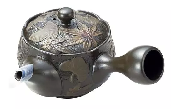 Чайник Yamakiikai Chikuharu Autumn Leaves 13 x 12 x 9 Deep Tokoname Ware F832, обжиг в печи, гинкго, см, паровой,