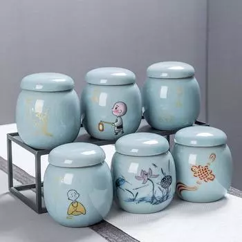 Чайные банкиКерамические герметичные банкиКанистры для чая Ge KilnПортативные мини-банки для хранения зеленого чаяКоробки для хранения чайных пакетиковАксессуары для чайных наборов