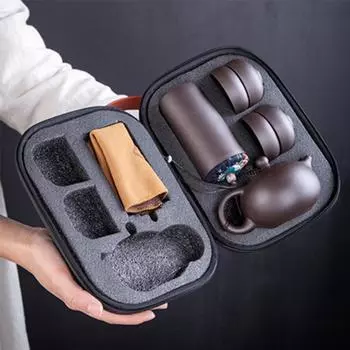 Чайные чашки с фиолетовым песком, керамический портативный чайный набор, чайные чашки для путешествий на открытом воздухе, гайваньские чайные чашки для чайной церемонии, прекрасный подарок, чайный сервиз кунг-фу