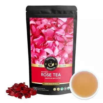 Чайные пакетики с лепестками роз TEACURRY - 15 пакетиков с розовым чаем | Помогает улучшить пищеварение, похудеть, снимает беспокойство, усиливает сияние кожи