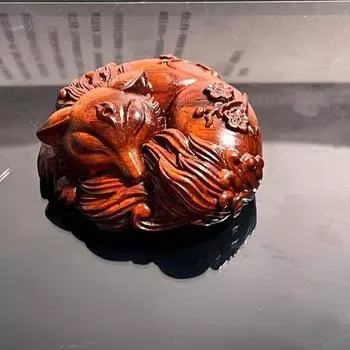 Чайные питомцы Статуэтка лисички Украшение Домашнее украшение для чайного набора Искусство Подарок Ручная работа Скульптура Ремесла Креативный Фиолетовая глина Кончик пальца