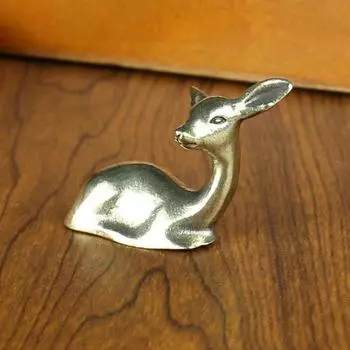 Чайные питомцы Винтажная латунная скульптура оленя Твердая медная фигурка оленя на удачу Уникальная элегантная мини-статуэтка Sika Подарок на день рождения олений