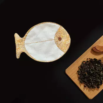 Чайный коврик DIY Sashiko Набор для вышивания Нитки для практики Набор в форме рыбы коричневый