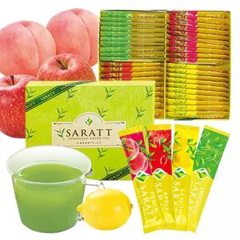 Чайный куст Киото Удзитавара, порошкообразный Сенча Саратто, 4 вкуса, 40 пакетиков, упакованные в коробки пакетики с различными палочками x 4 Сенча, персик, лимон, яблоко 28751 (10 типов)