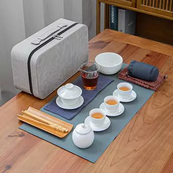 Чайный мастер Обучение чайному искусству Чайный сервиз Дорожный набор для чая Кунг-фу Пиала с крышкой из белого фарфора цвета нефрита-салазки Чайная чашка Подарок