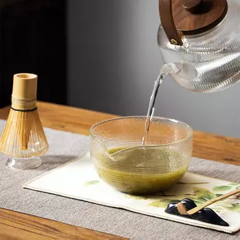 Чайный набор в стеклянной чаше, подставка для заваривания чая матча, венчик для взбивания Style C