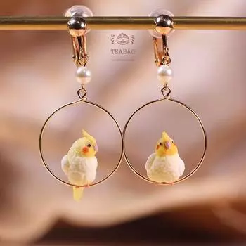 Чайный пакетик Попугай Сюаньфэн Милая Серьга-клипса Девушка Птица A pair of ear clips