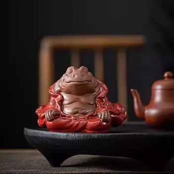 Чайный питомец из фиолетовой глины, ручной работы, привлекает богатство, скульптура Феи, поднимающей чайную платформу, украшение в стиле дзен