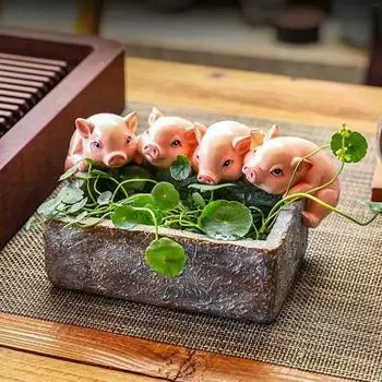 Чайный питомец из красной глины, Чайный питомец из фиолетовой глины, Маленькие поросята пьют воду, Китайская грубая керамика, Набор для чая Кунг-фу, Украшение для дома, Чайный аксессуар