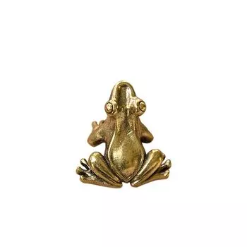 Чайный питомец ручной работы Чистая медь Настольное украшение Подвеска в виде лягушки Миниатюрные фигурки Статуэтка лягушки 1pcs