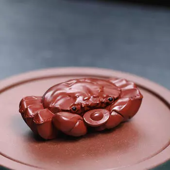 Чайный питомец, Статуэтка краба, Миниатюрная фигурка, Скульптура, Украшение фэншуй, Фиолетовая глина, Питомец для