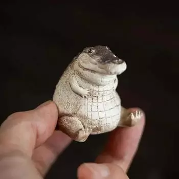 Чайный питомец, тонкая работа, нежная имитация декоративной фиолетовой глины, ручная работа, толстый крокодил, милая фигурка для чая, товары для дома