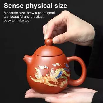 Чайный сервиз Цзыша ручной работы Дракон и Феникс, меняющий цвет фиолетовый глиняный чайник, чайный горшок кунг-фу, мастерство изготовления, волшебный чайник, подарок для любителя чая