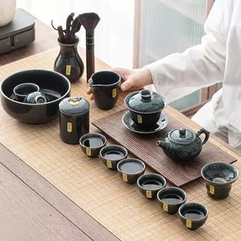 Чайный сервиз для дома Celadon Ru Kiln, подарочная коробка, упаковка, керамический чайный сервиз Kung Fu