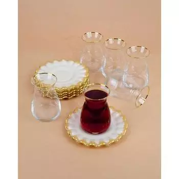 Чайный сервиз из позолоченного стекла Latte Gold