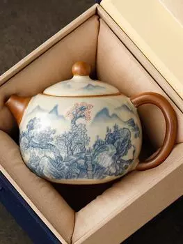 Чайный сервиз Керамика Чистый фарфор ручной работы синего и белого цвета Бытовой одинарный высококачественный настольный предмет с крышкой Новый китайский стиль