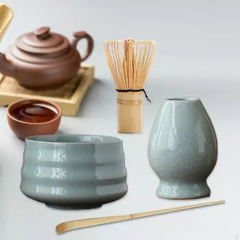 Чайный сервиз маття из 4 предметов, церемониальная чаша, ложка, подставка для венчика для японцев