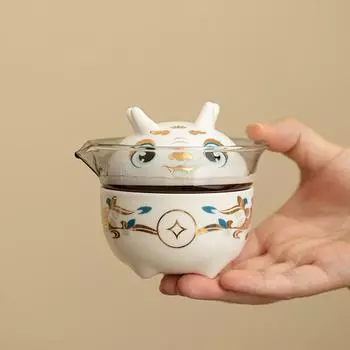 Чайный сервиз портативный, один горшок, три чашки, керамический для дома, отдыха на природе, для кемпинга