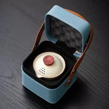 Чайный сервиз Ru Kiln Travel с одним чайником и тремя чашками, удобный керамический набор кружек для отдыха на природе, подарочный набор