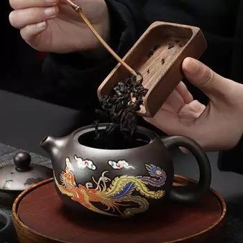 Чайный сервиз ручной работы с драконом и фениксом, меняющий цвет фиолетовый глиняный чайник Zisha, чайник премиум-класса с минеральным песком