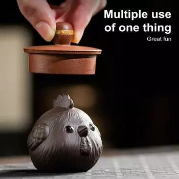 Чайный сервиз с цыпленком ручной работы в виде фиолетового песка, украшение для милого реалистичного цыпленка чёрный