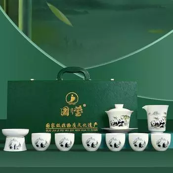 Чайный сервиз Sheep Fat Jade Panda из овечьего жира, высококачественная подарочная коробка для домашнего хозяйства, чайные сервизы в стиле кунг-фу, набор из чайника и чашки