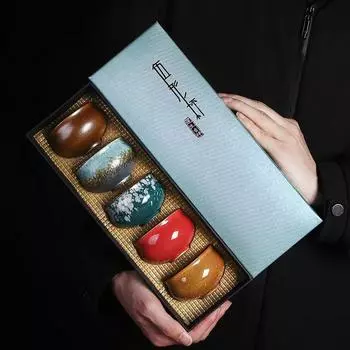 Чайный сервиз в китайском стиле с подарочной коробкой, керамический чайный сервиз в стиле кунг-фу, одинарная чашка, мастер-чашка, персональная чайная утварь