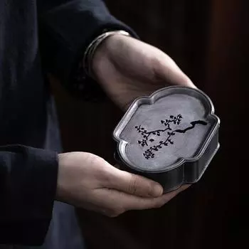 Чайный сервиз в японском стиле кунг-фу, стол для сухого замачивания, чайный поднос, горшок для выращивания воды, поднос для чая, подставка для хранения воды 13.5CMx9.4CMx3.4CM