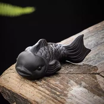 Чайный сервиз Yousheng Purple Clay Carp Tea Pet Wealth-Wealth-Beatle-Beat, украшение для дзен-чайного сервиза, небольшой, изящный, яркий, забавный, в форме рыбы, гаджет для чайного столика чёрный