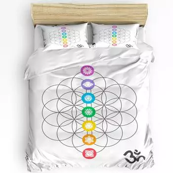Chakra Color Geometry Yoga Duvet Cover Bed Bedding Set Double Home Textile Quilt Cover Pillowcases Bedroom Bedding Set No Sheet EU single(135x200cm)
