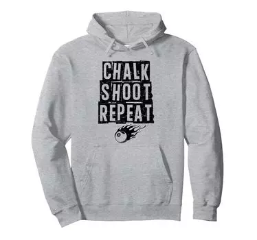Chalk Shoot Repeat Billiard Cue Pool Snooker Hoodie серый