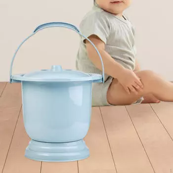 Chamber Pot Urinal Thickened Toilet Portable Bedpan Spittoon with Lid for Adults Children синий