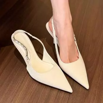 Champagne Gentle Celebrity High Heels Women s Pointed Sexy Rhinestone Chain Baotou High Heels Sandals 35 чёрный