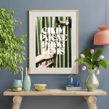 Champagne Preppy Art Prints Lyric Typography Quote Poster Modern Vintage Kitchen Bar Club Wall Canvas Painting Pictures 21x30cm No Framed