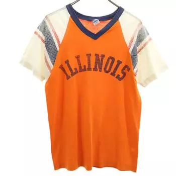 Champion 70-е годы Винтажная футболка с коротким рукавом и V-образным вырезом для футбола, сделано в США, мужская, б/у