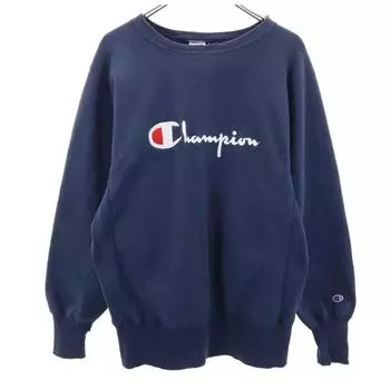 Champion 90-х годов Сделано в США Вышитый ярлык Старый Reverse Weave С длинным рукавом Свитшот-тренер Reverse Weave Мужской Б/У