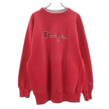 Champion 90-х годов, старая бирка, сделано в США, вышивка, длинный рукав, двойной воротник, свитер обратного переплетения, мужской, б/у