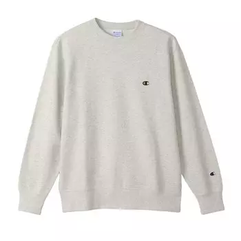 Champion Basic Crew Neck Long Fleece with Embroidered Size Oatmeal X Brown Men s Sweatshirt, Sleeve, Logo, XL, (C3-W001Z)